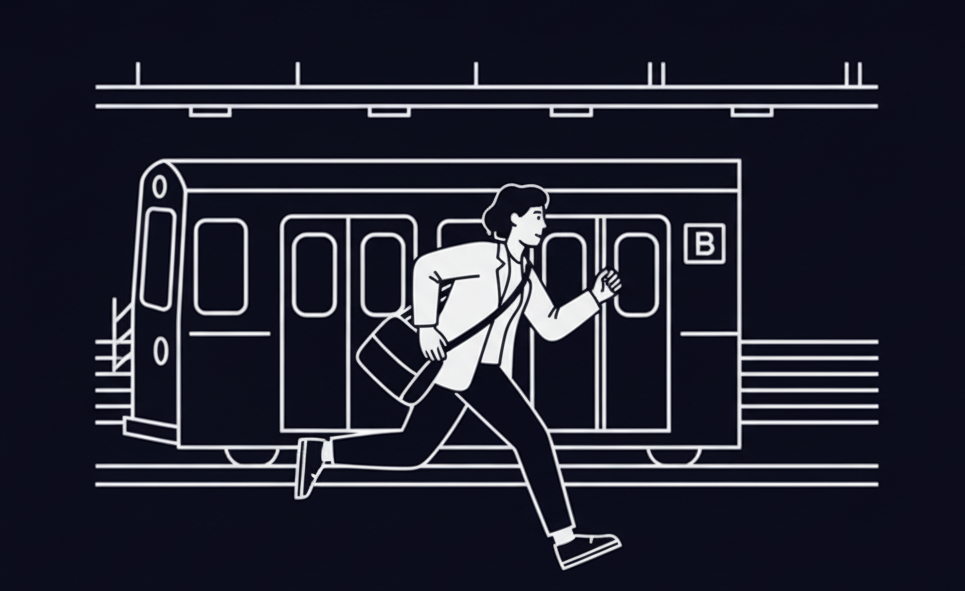 Person running to catch the train
